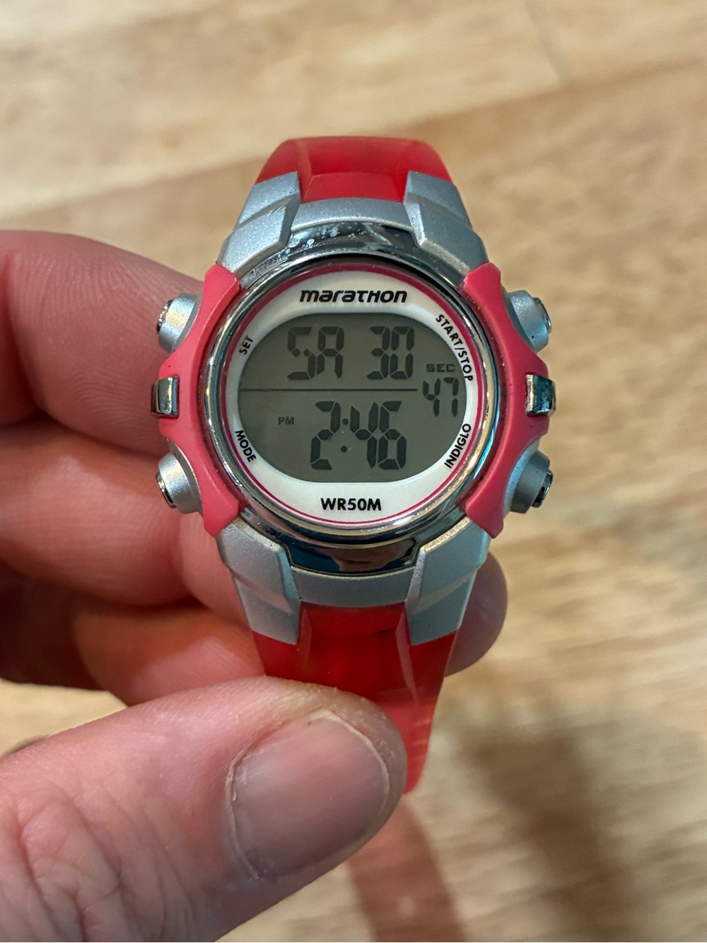 Marathon Digital Day Date Alarm Chrono Backlight Link Resin Band Watch